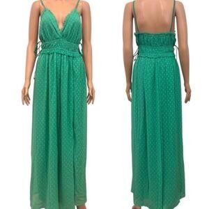 ASOS DESIGN 10 elasticated frill waist midi slip dress textured D1 3221